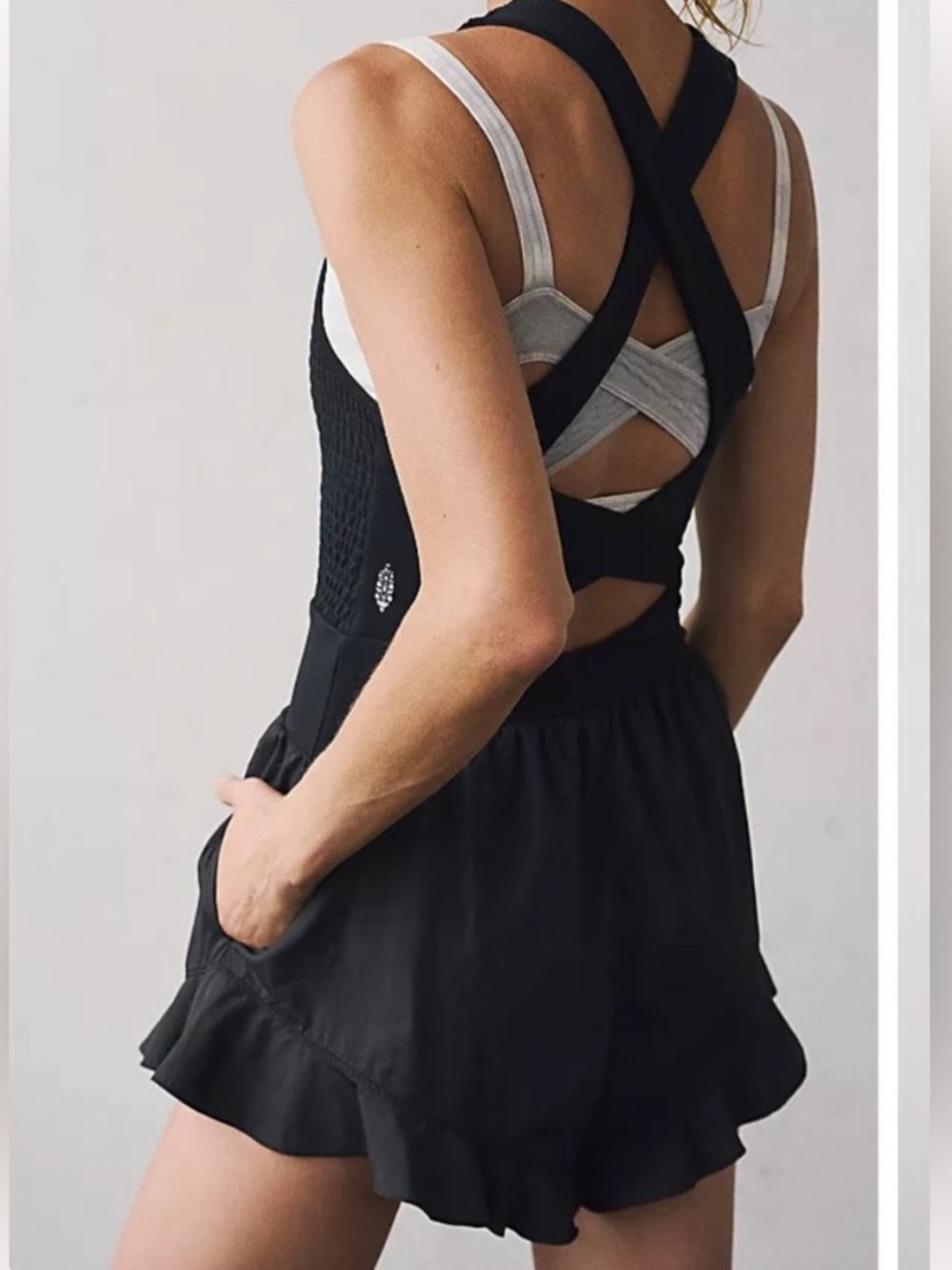 Free People Movement Breathless Shorties Onesie Romper In Black NWT Size Medium - Picture 10 of 10